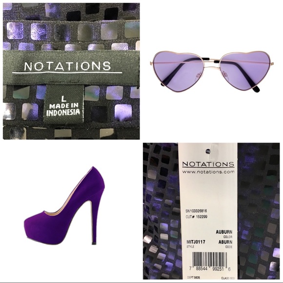 Notations Jacket Purple & Black Shiny Large NWT - Picture 5 of 8